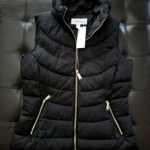 ❗Calvin Klein Black Quilted Puffer Vest with Collar Small❗ - Picture 1 of 2